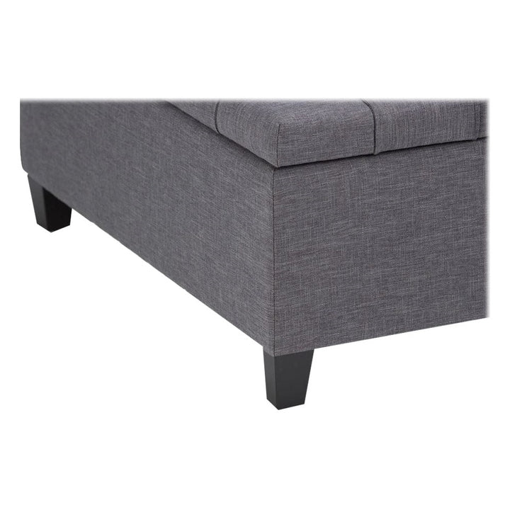 Simpli Home - Harrison 36 inch Wide Transitional Square Coffee Table Storage Ottoman in Slate Grey Linen Look Fabric - Slate Gray_5