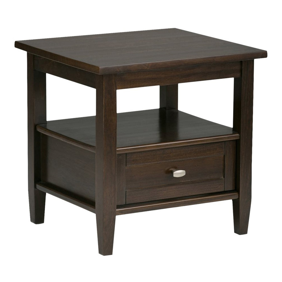 Simpli Home - Warm Shaker SOLID WOOD 20 inch Wide Rectangle Transitional End Side Table in - Tobacco Brown_0