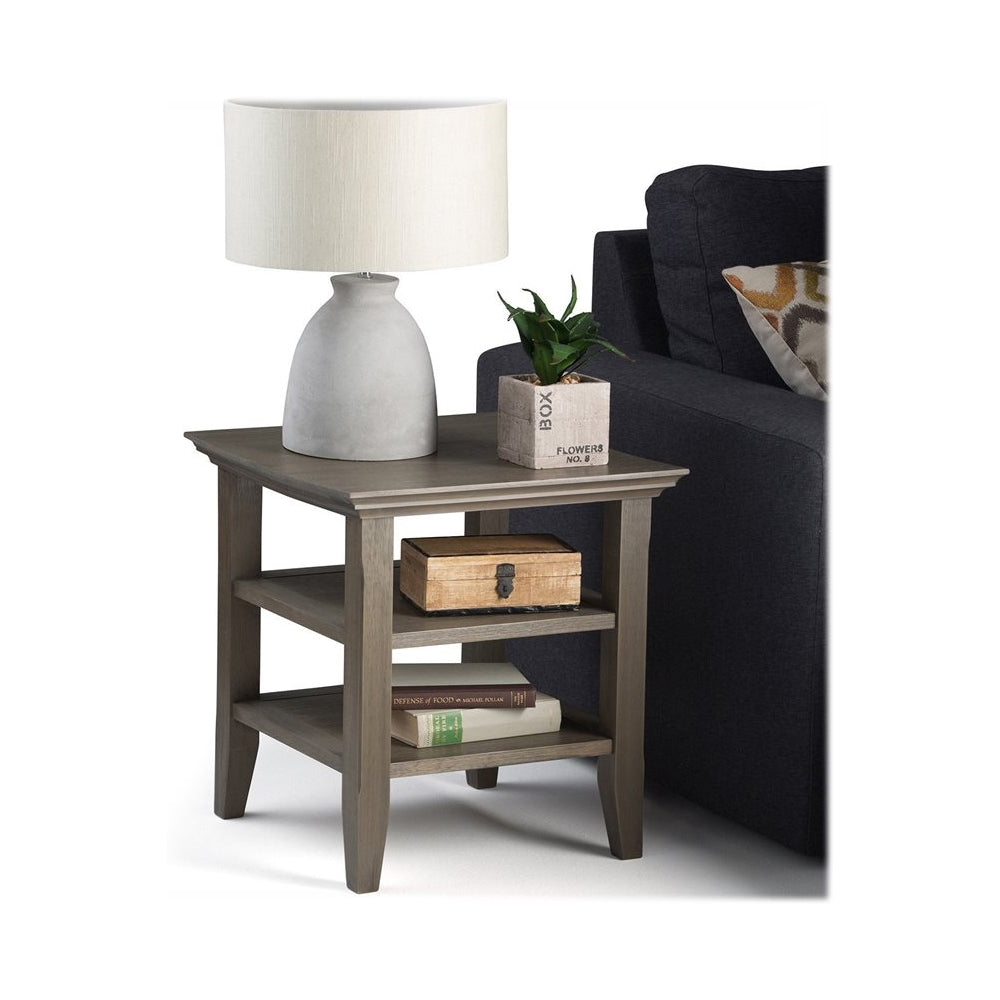 Simpli Home - Acadian Square Rustic Wood End Table - Farmhouse Gray_1