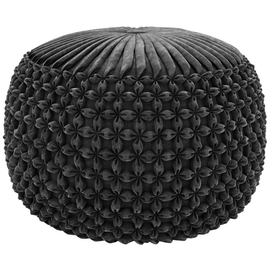 Simpli Home - Renee Round Transitional Velvet/Cotton Pouf - Slate Gray_0