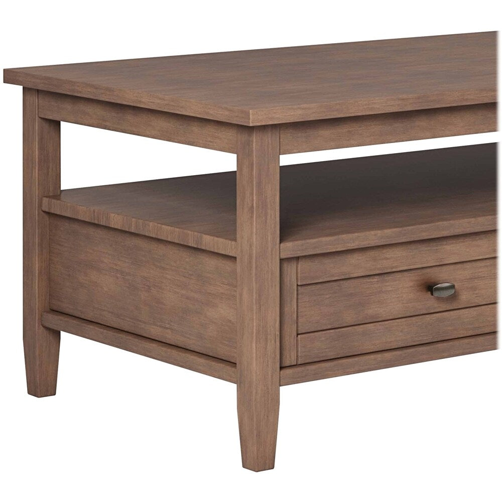 Simpli Home - Warm Shaker Rectangular Rustic Wood 2-Drawer Coffee Table - Rustic Natural Aged Brown_6