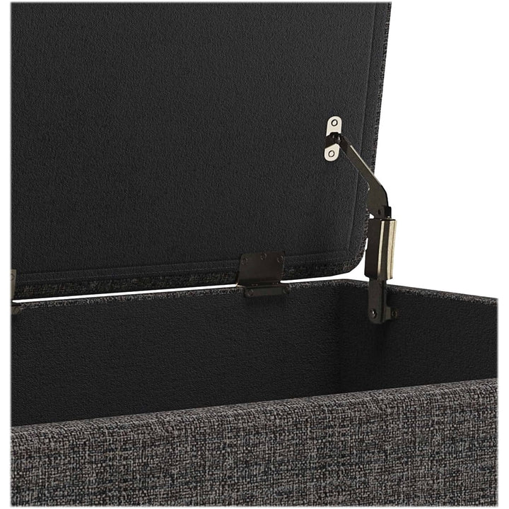 Simpli Home - Owen Square Mid-Century Modern Woven Fabric/Faux Air Leather Ottoman With Inner Storage - Ebony_2
