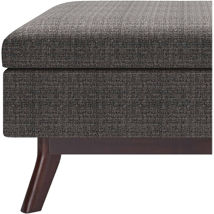 Simpli Home - Owen Square Mid-Century Modern Woven Fabric/Faux Air Leather Ottoman With Inner Storage - Ebony_3
