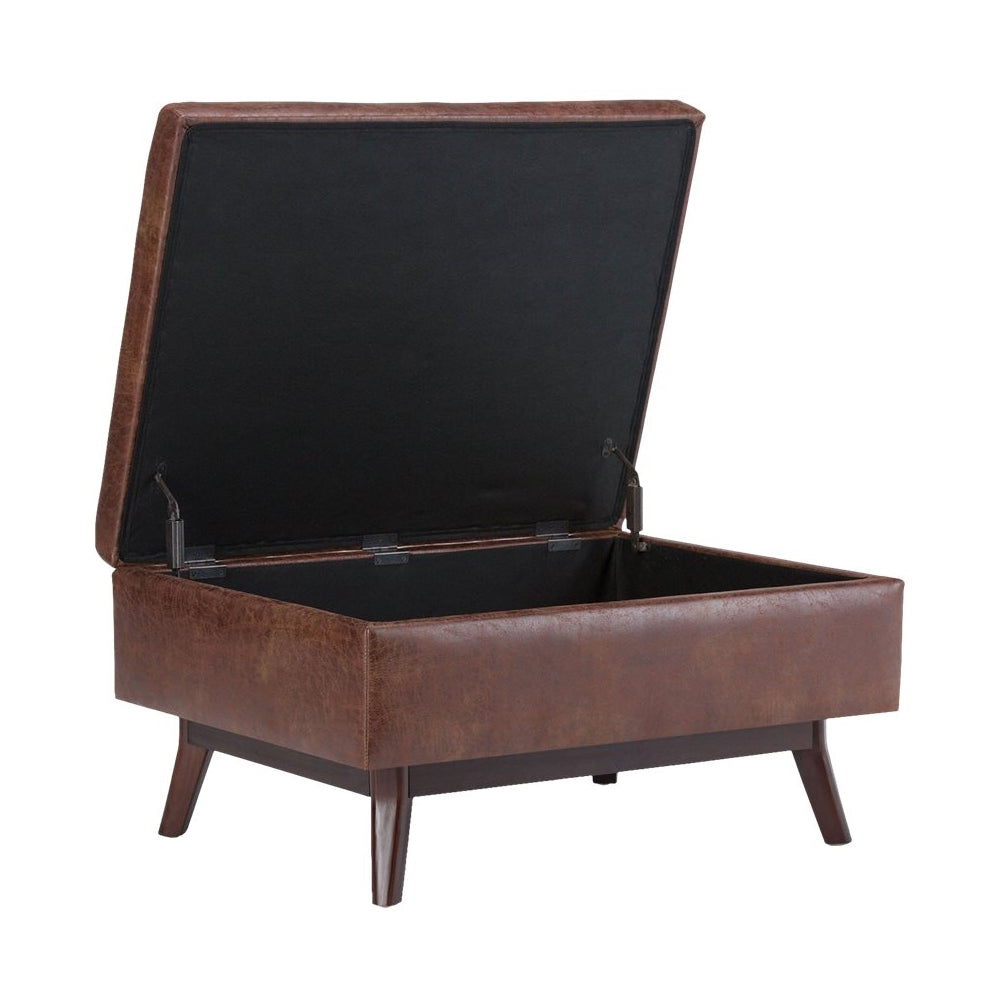 Simpli Home - Owen Mid-Century Modern Faux Air Leather Ottoman With Inner Storage - Distressed Saddle Brown_4