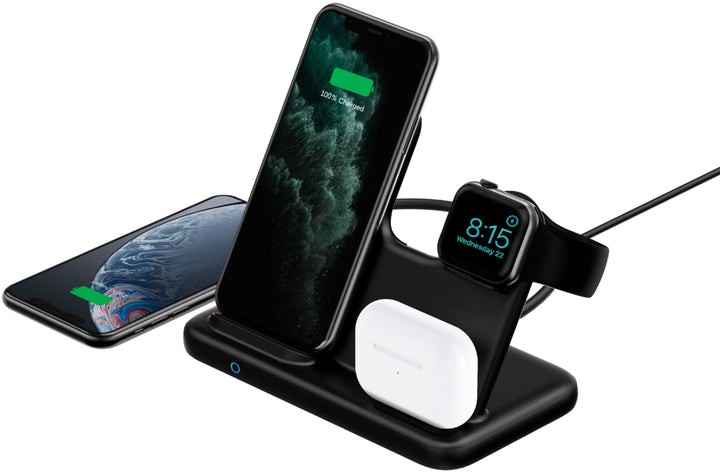 Anker - PowerWave 4-in-1 Charging Station with Wireless Charger for Smartphones, Airpods, Apple Watch, and a Fourth device - Black_0