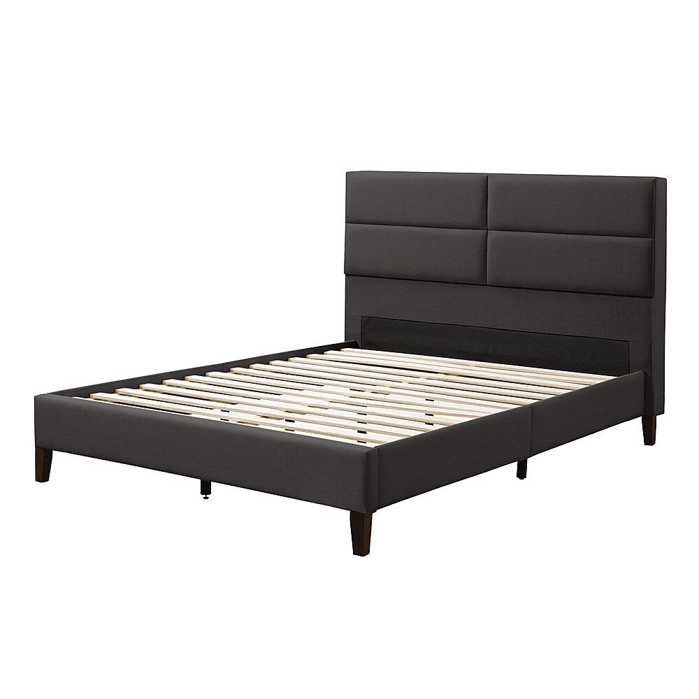 CorLiving - Bellevue Wide Panel Upholstered Bed, Full - Dark Gray_1