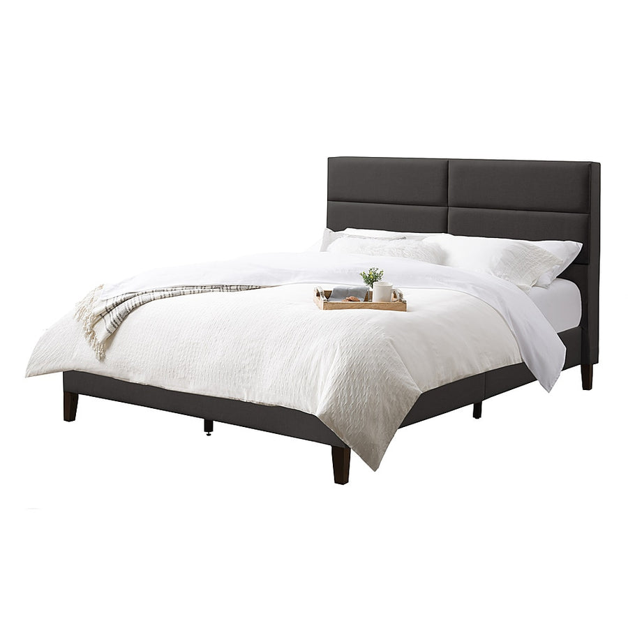 CorLiving - Bellevue Wide Panel Upholstered Bed, Full - Dark Gray_0