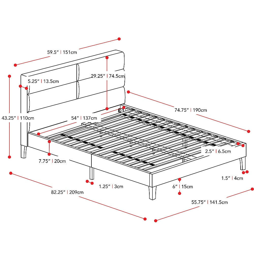 CorLiving - Bellevue Wide Panel Upholstered Bed, Full - Dark Gray_3