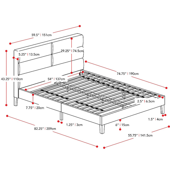 CorLiving - Bellevue Wide Panel Upholstered Bed, Full - Dark Gray_3