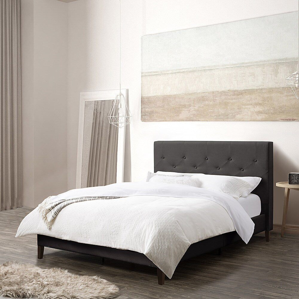 CorLiving - Nova Ridge Tufted Upholstered Bed, Full - Dark Gray_1
