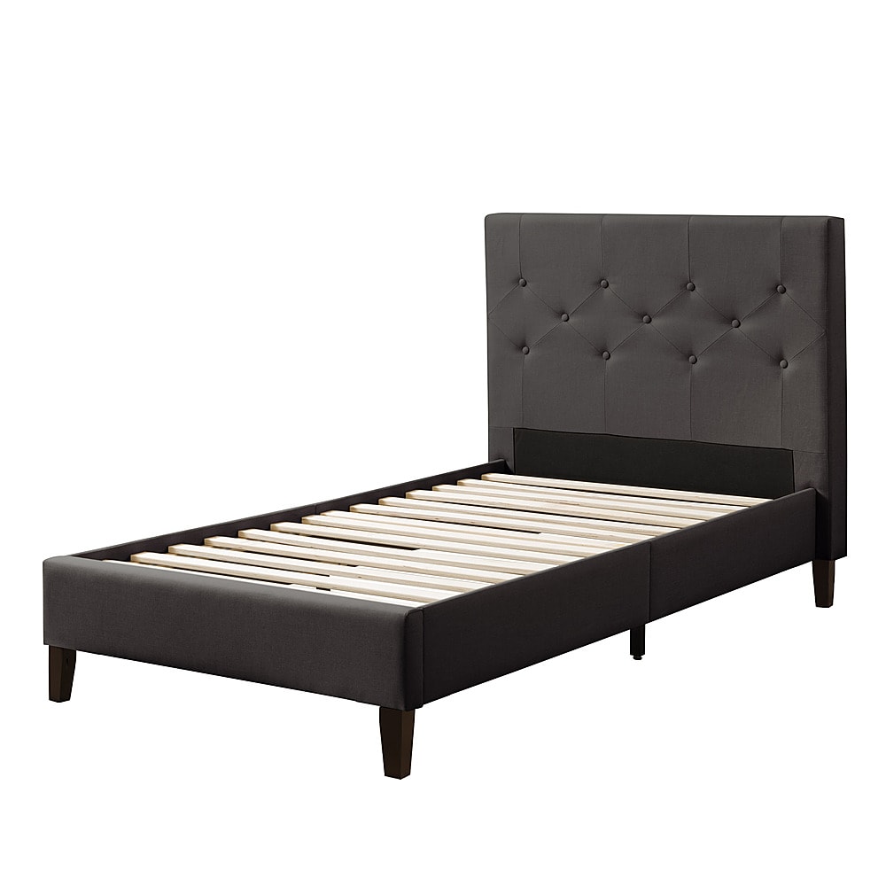 CorLiving - Nova Ridge Tufted Upholstered Bed, Twin - Dark Gray_1