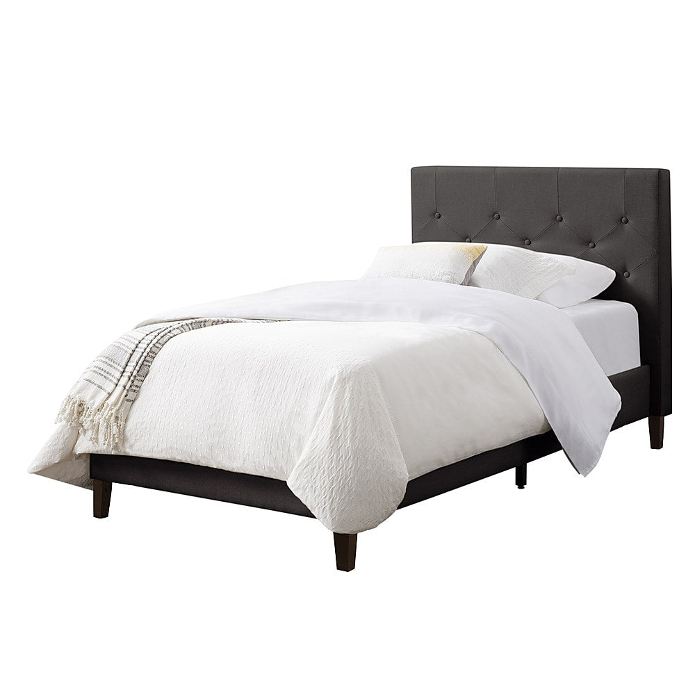 CorLiving - Nova Ridge Tufted Upholstered Bed, Twin - Dark Gray_0