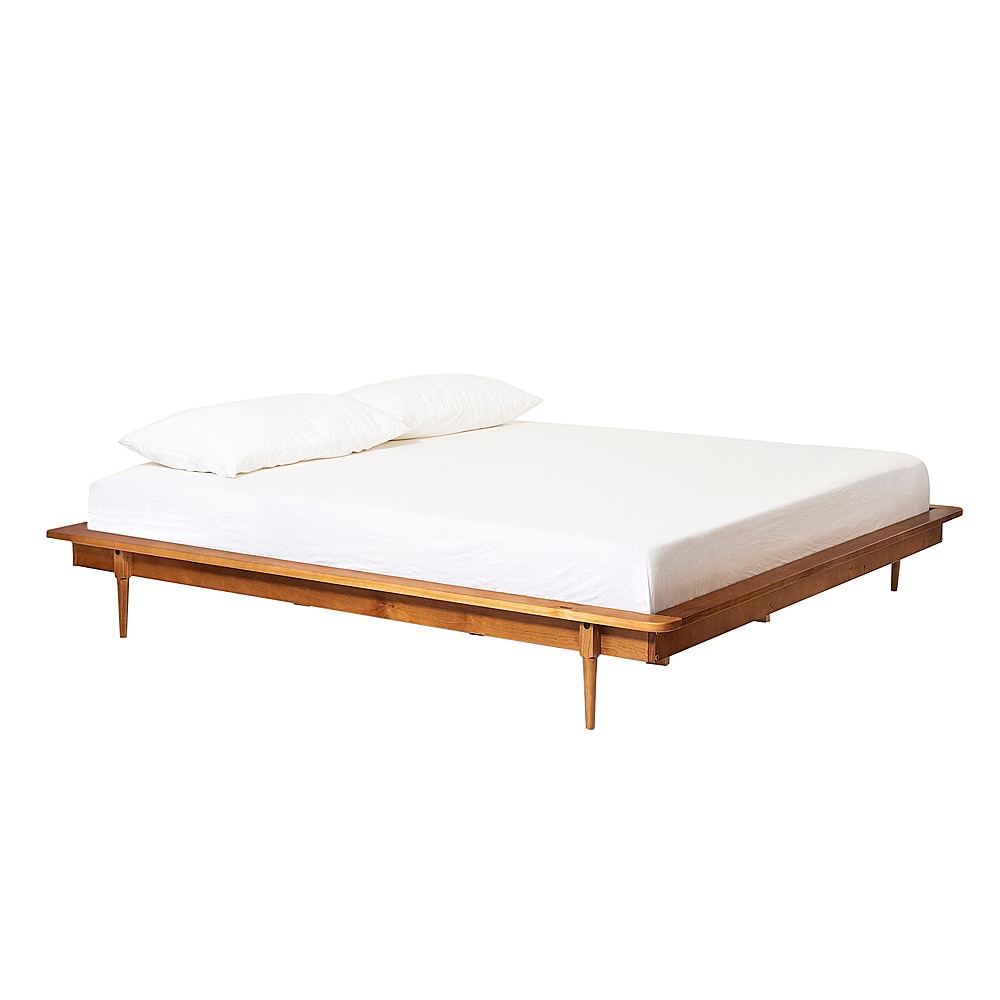 Walker Edison - King Mid Century Solid Wood Platform Bed - Caramel_1