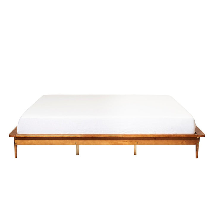 Walker Edison - King Mid Century Solid Wood Platform Bed - Caramel_0