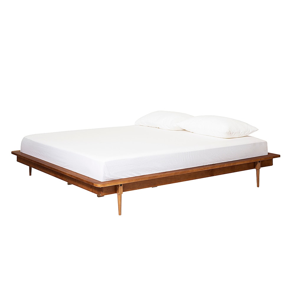 Walker Edison - King Mid Century Solid Wood Platform Bed - Caramel_2