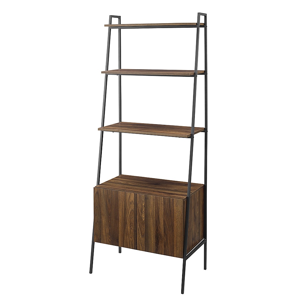 Walker Edison - 72" Industrial Ladder 5-Shelf Storage Bookcase - Dark Walnut_1