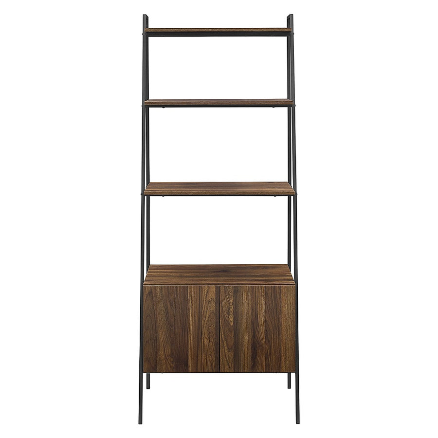 Walker Edison - 72" Industrial Ladder 5-Shelf Storage Bookcase - Dark Walnut_0