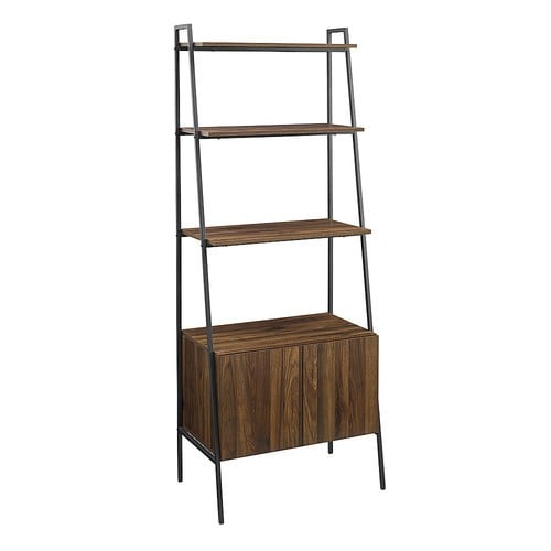 Walker Edison - 72" Industrial Ladder 5-Shelf Storage Bookcase - Dark Walnut_3