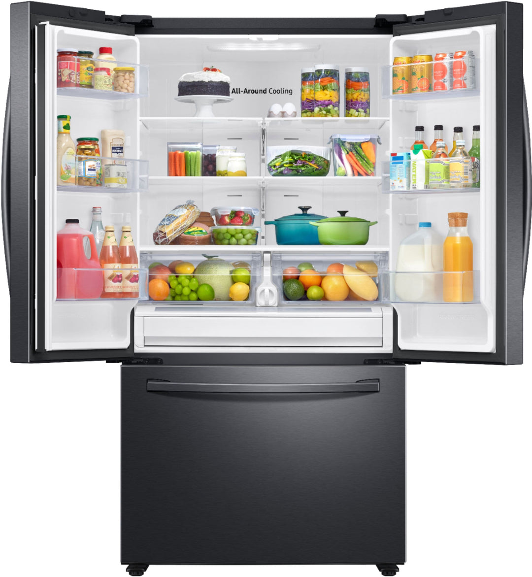 Samsung - 28 cu. ft. Large Capacity 3-Door French Door Refrigerator - Black stainless steel_8