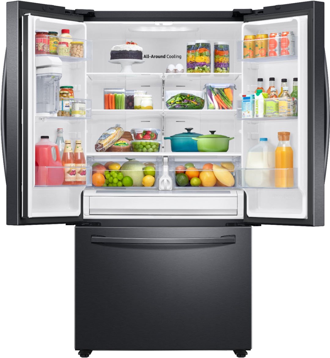 Samsung - 28 cu. ft. Large Capacity 3-Door French Door Refrigerator with AutoFill Water Pitcher - Black stainless steel_8