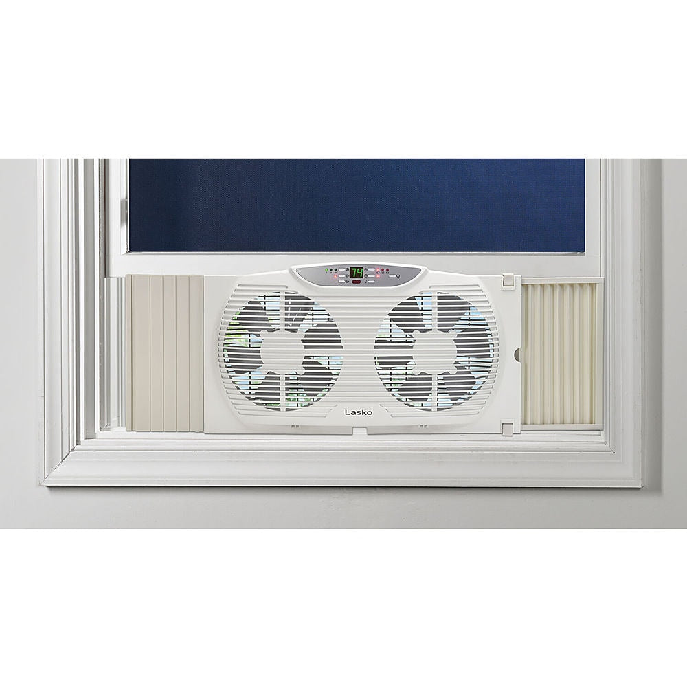 Lasko - Electrically Reversible Twin Window Fan with Remote Control - White_4