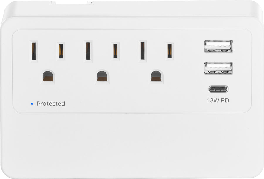 Insignia™ - 3-Outlet/3-USB Desktop Power Tap Surge Protector - White_0
