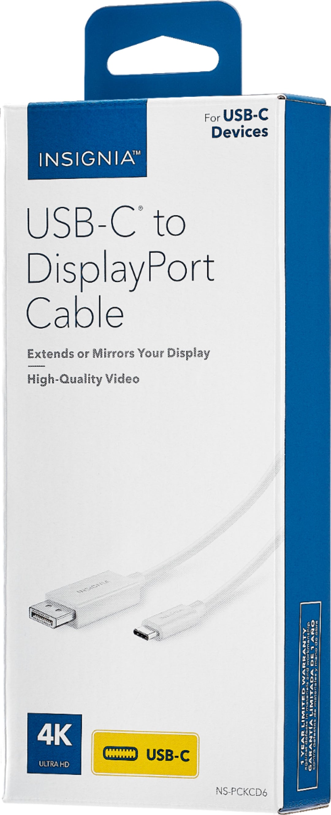 Insignia™ - 6' USB-C to DisplayPort Cable - White_4