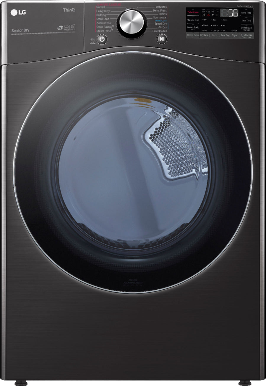 LG - 7.4 Cu. Ft. Stackable Smart Gas Dryer with Steam and Built In Intelligence - Black steel_0