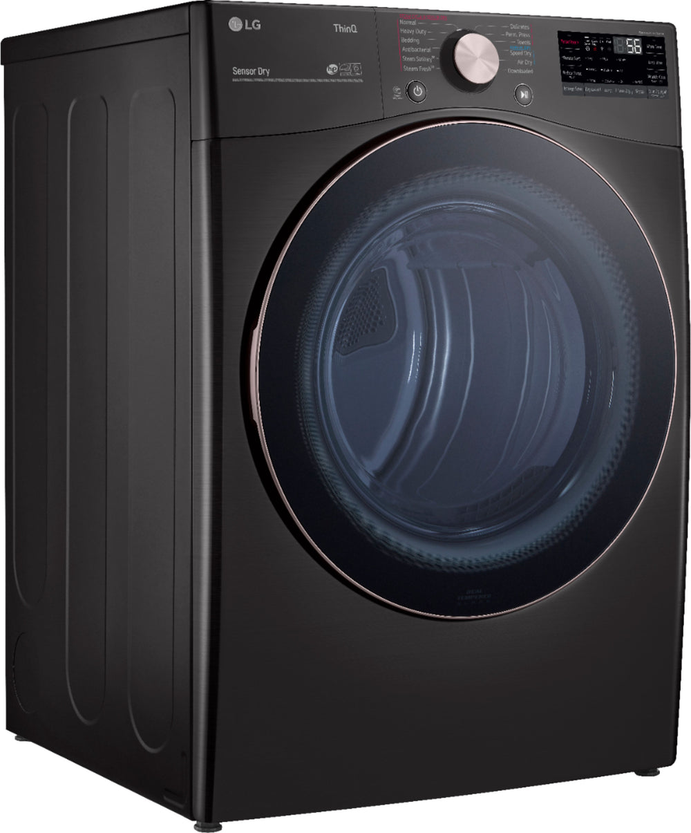 LG - 7.4 Cu. Ft. Stackable Smart Gas Dryer with Steam and Built-In Intelligence - Black steel_1