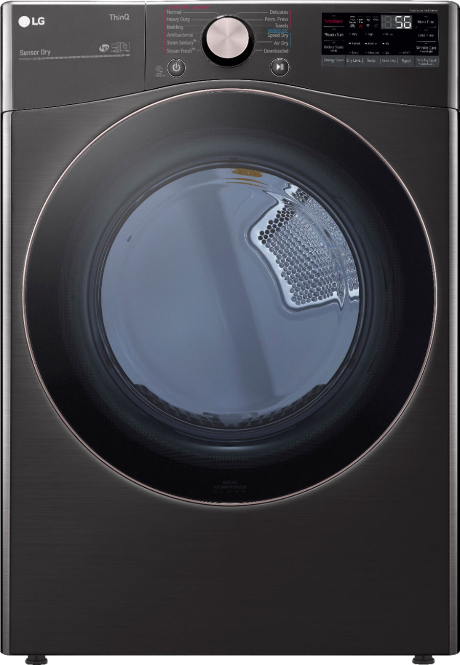LG - 7.4 Cu. Ft. Stackable Smart Gas Dryer with Steam and Built-In Intelligence - Black steel_0
