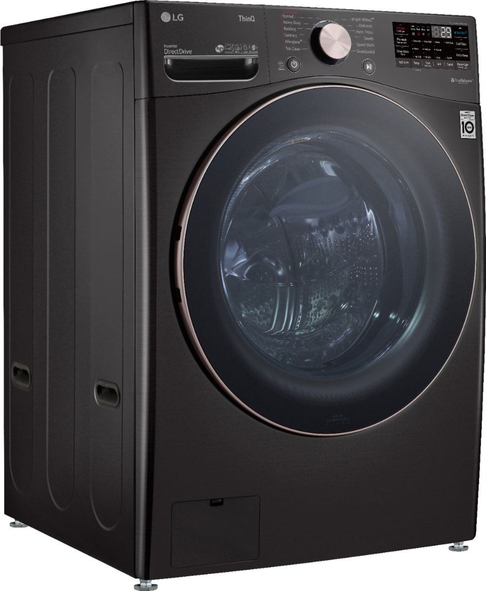 LG - 4.5 Cu. Ft. High-Efficiency Stackable Smart Front Load Washer with Steam and Built-In Intelligence - Black steel_1