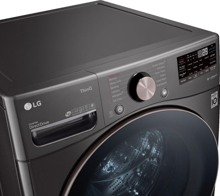 LG - 4.5 Cu. Ft. High-Efficiency Stackable Smart Front Load Washer with Steam and Built-In Intelligence - Black steel_14