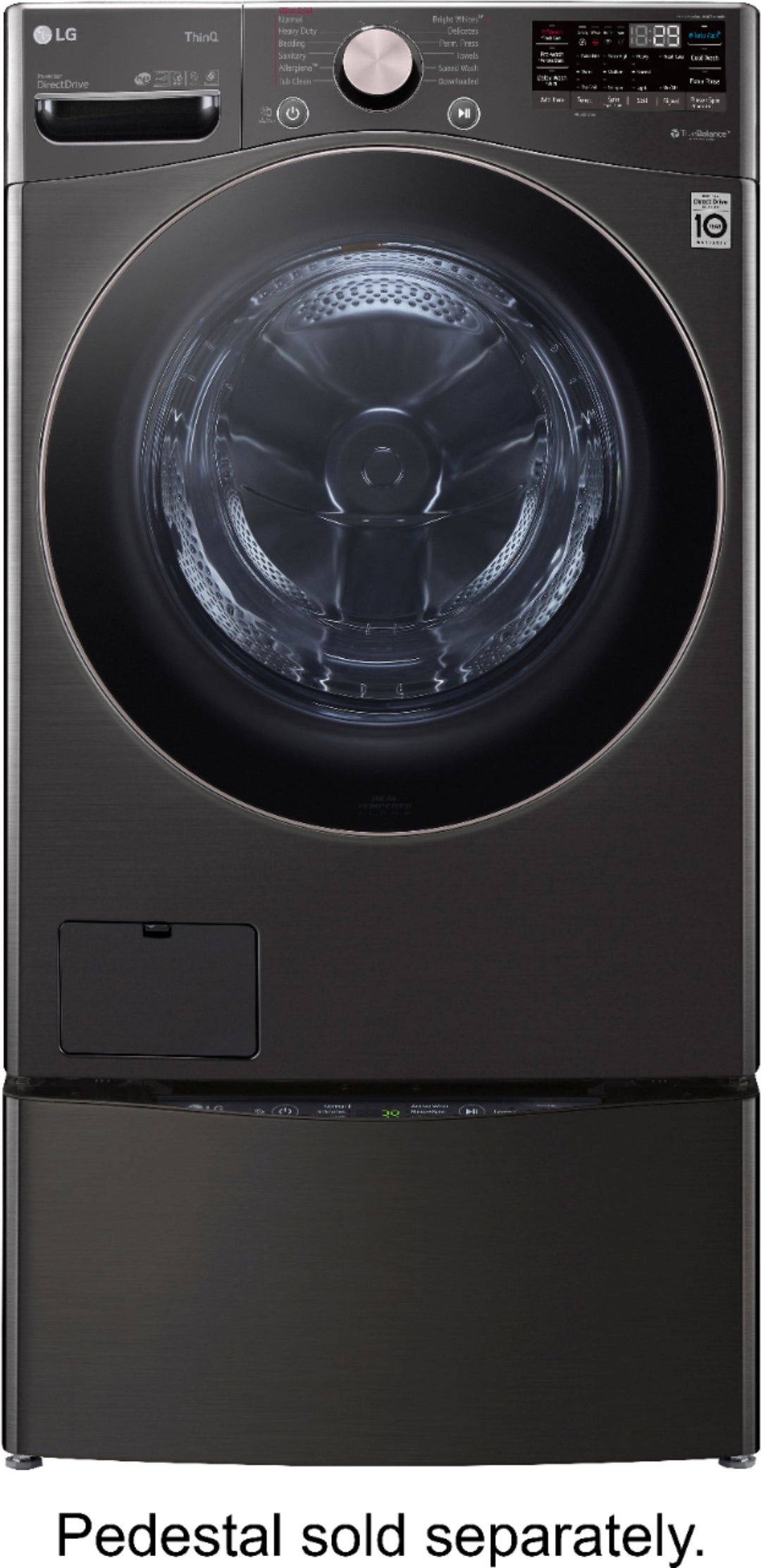 LG - 4.5 Cu. Ft. High-Efficiency Stackable Smart Front Load Washer with Steam and Built-In Intelligence - Black steel_9