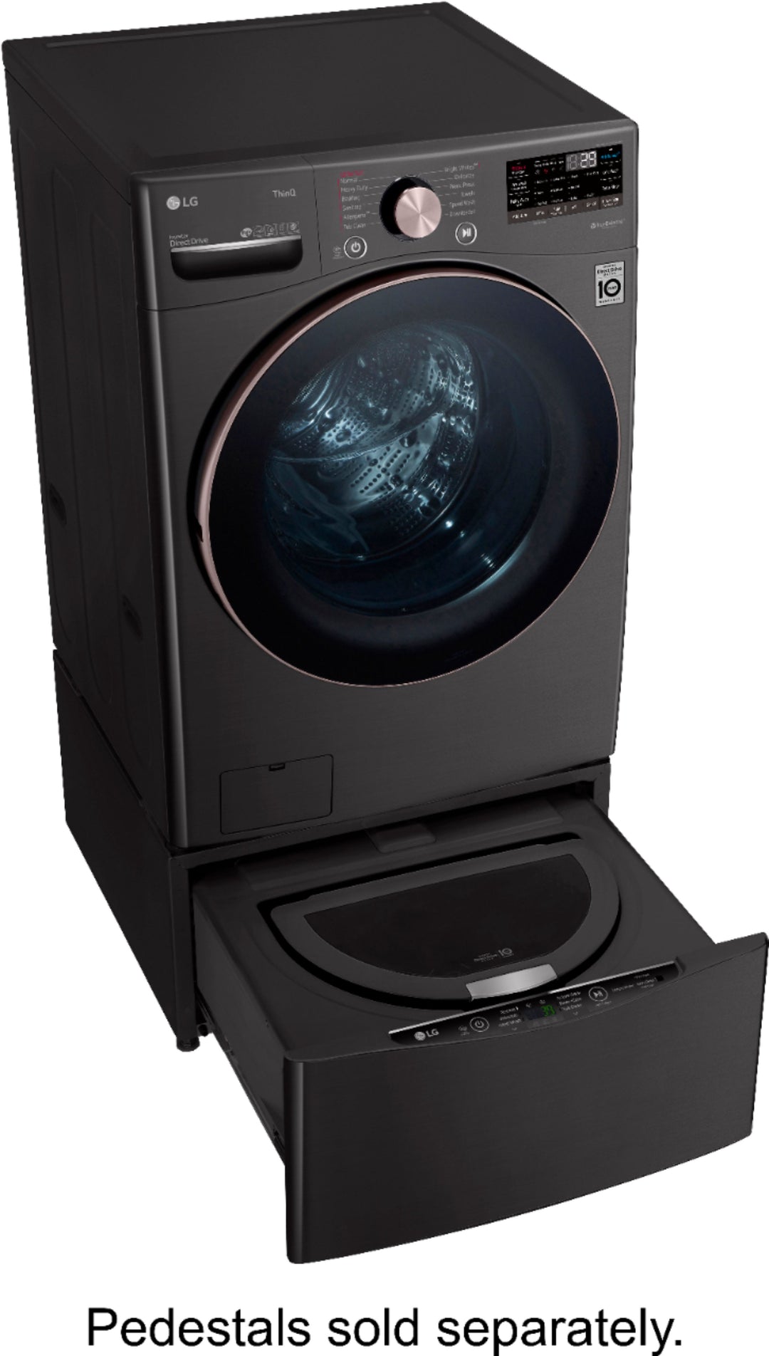 LG - 4.5 Cu. Ft. High-Efficiency Stackable Smart Front Load Washer with Steam and Built-In Intelligence - Black steel_10