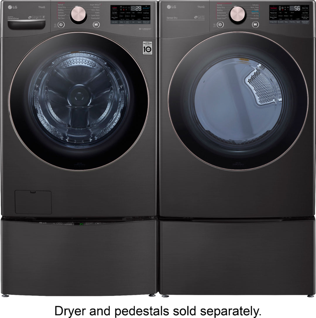 LG - 4.5 Cu. Ft. High-Efficiency Stackable Smart Front Load Washer with Steam and Built-In Intelligence - Black steel_6