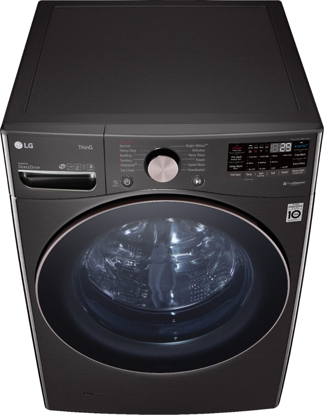 LG - 4.5 Cu. Ft. High-Efficiency Stackable Smart Front Load Washer with Steam and Built-In Intelligence - Black steel_21