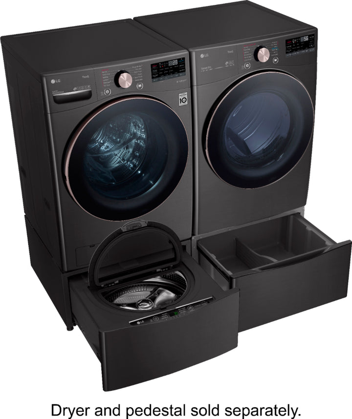 LG - 4.5 Cu. Ft. High-Efficiency Stackable Smart Front Load Washer with Steam and Built-In Intelligence - Black steel_4