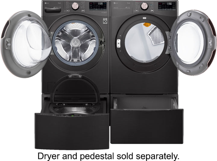 LG - 4.5 Cu. Ft. High-Efficiency Stackable Smart Front Load Washer with Steam and Built-In Intelligence - Black steel_3