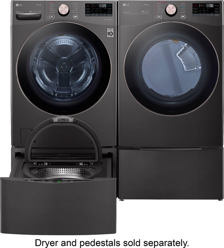 LG - 4.5 Cu. Ft. High-Efficiency Stackable Smart Front Load Washer with Steam and Built-In Intelligence - Black steel_2