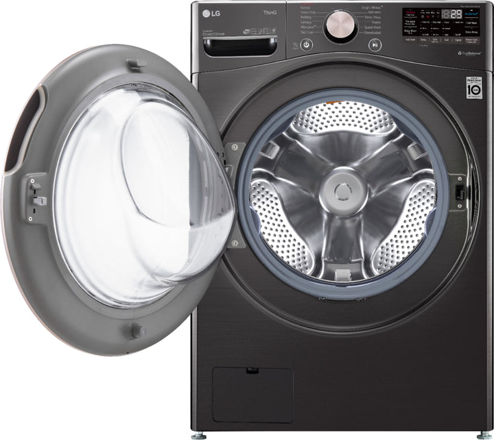 LG - 4.5 Cu. Ft. High-Efficiency Stackable Smart Front Load Washer with Steam and Built-In Intelligence - Black steel_20