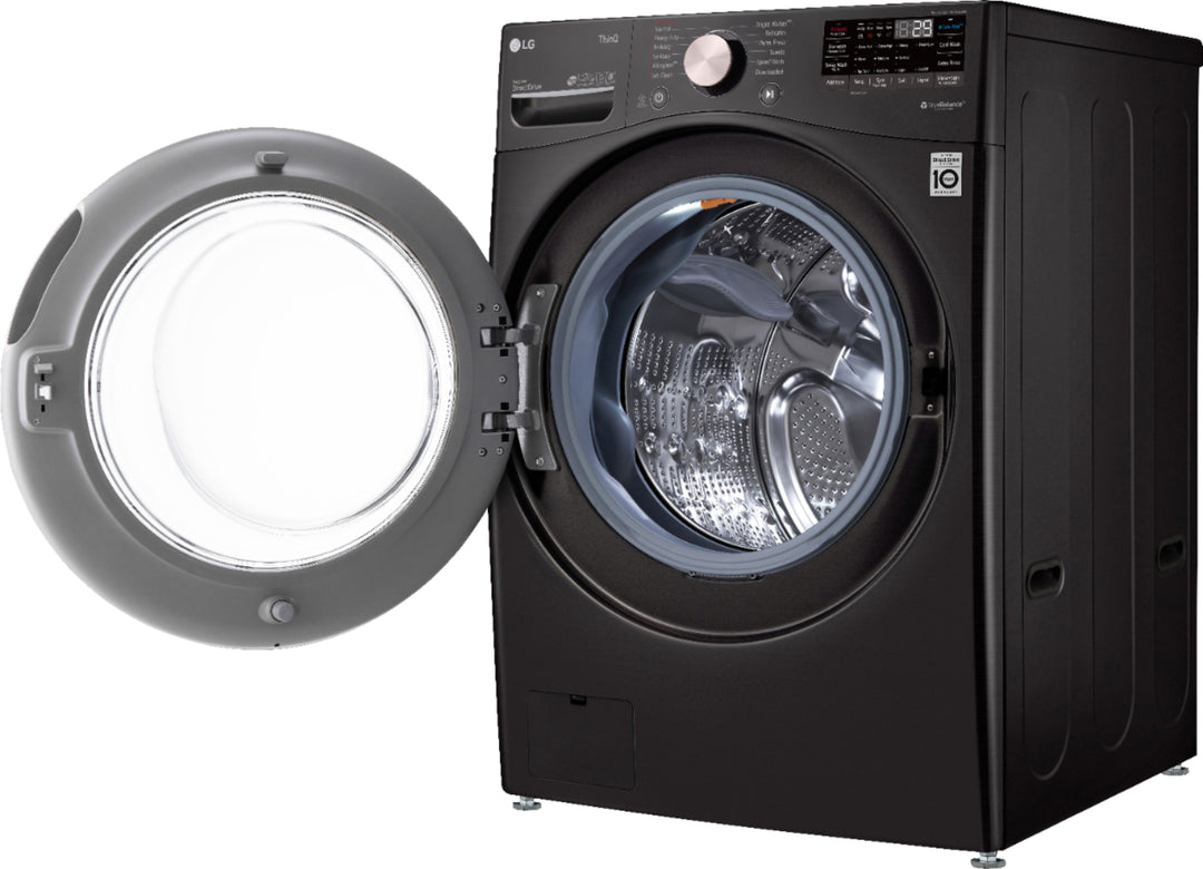 LG - 4.5 Cu. Ft. High-Efficiency Stackable Smart Front Load Washer with Steam and Built-In Intelligence - Black steel_18
