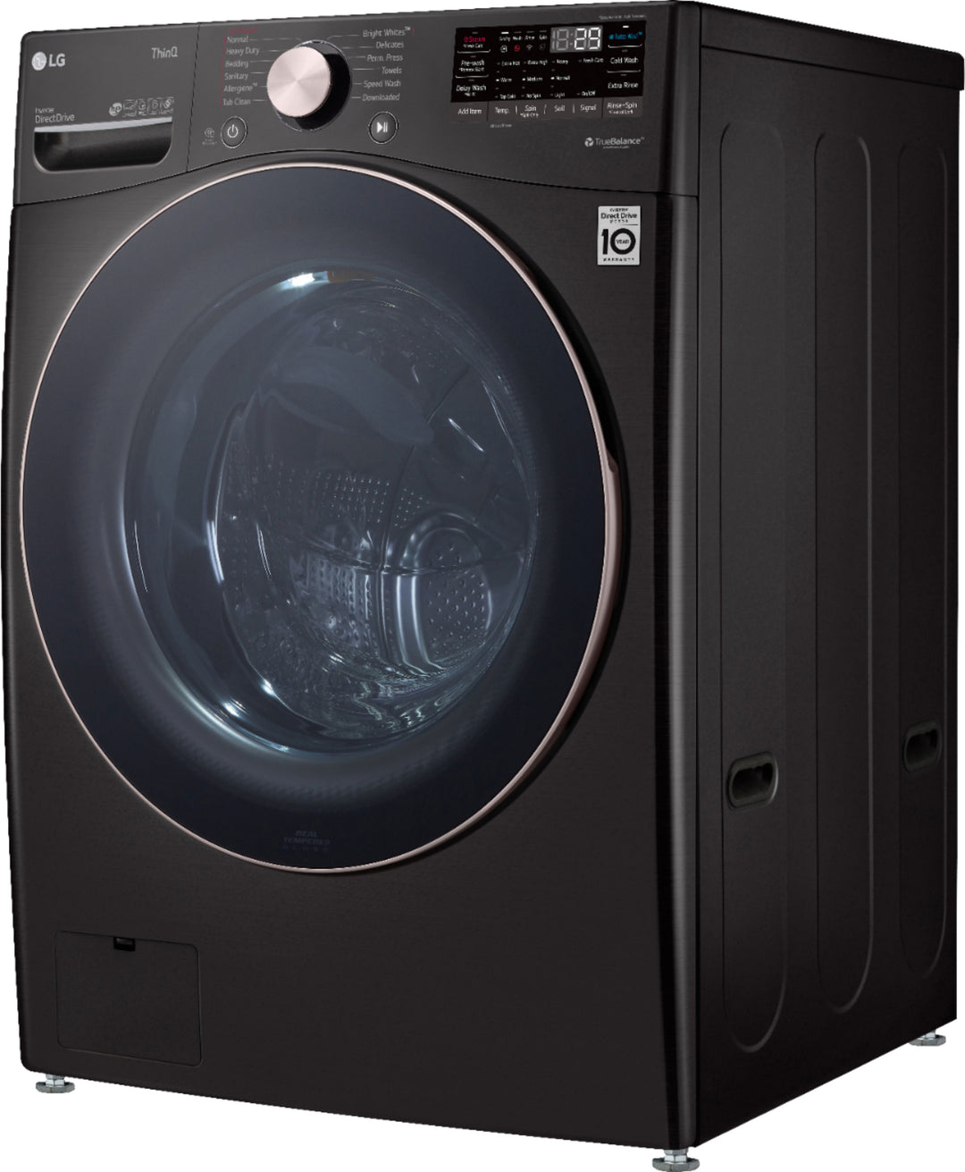 LG - 4.5 Cu. Ft. High-Efficiency Stackable Smart Front Load Washer with Steam and Built-In Intelligence - Black steel_12
