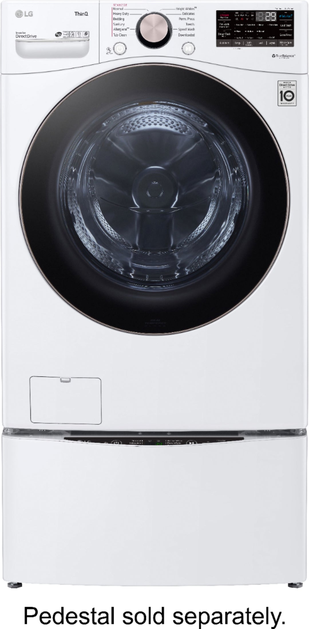 LG - 4.5 Cu. Ft. High-Efficiency Stackable Smart Front Load Washer with Steam and Built-In Intelligence - White_10