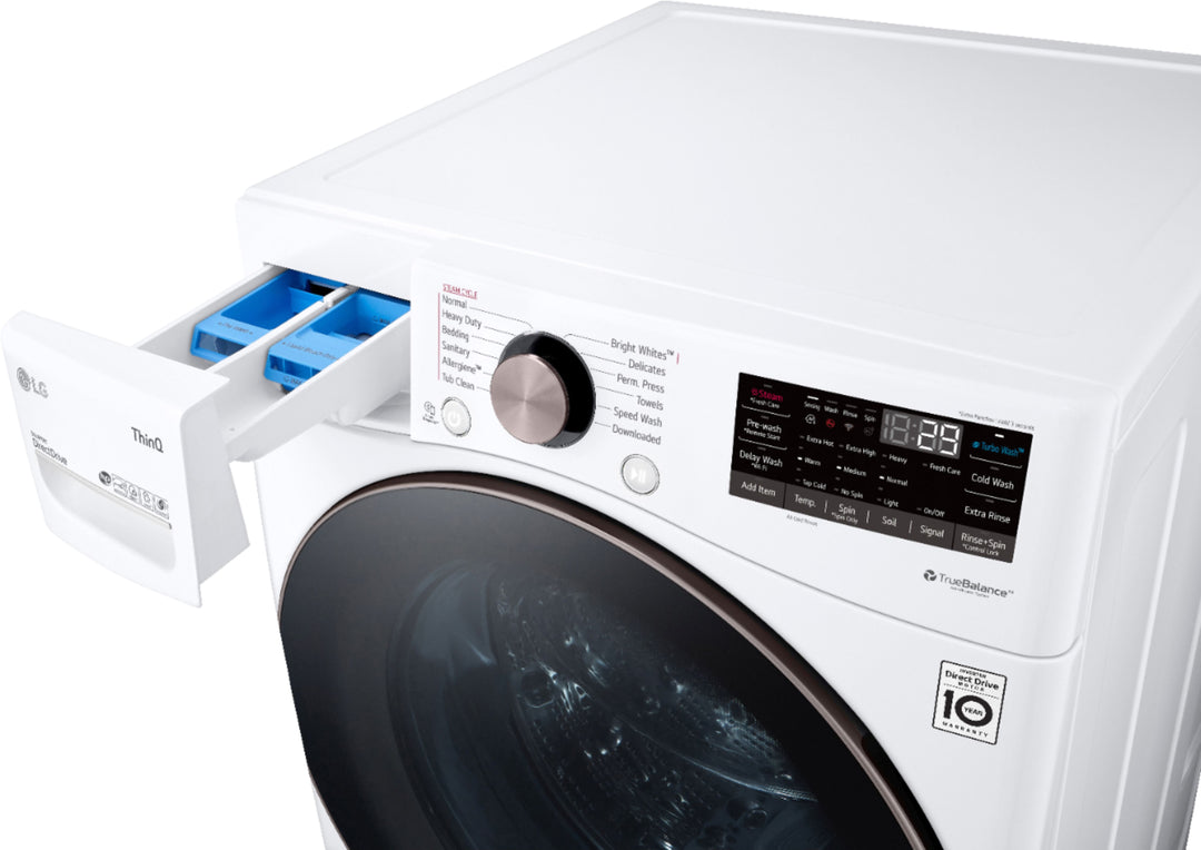 LG - 4.5 Cu. Ft. High-Efficiency Stackable Smart Front Load Washer with Steam and Built-In Intelligence - White_21