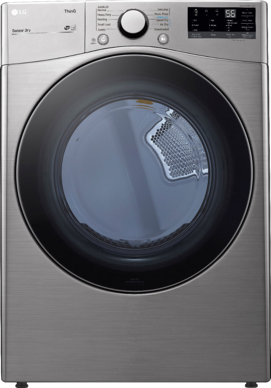 LG - 7.4 Cu. Ft. Stackable Smart Electric Dryer with Built In Intelligence - Graphite steel_0