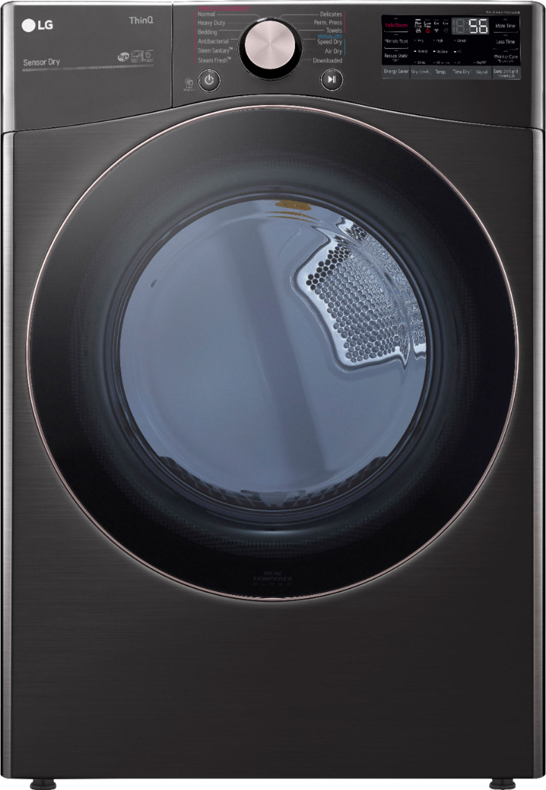 LG - 7.4 Cu. Ft. Stackable Smart Electric Dryer with Steam and Built-In Intelligence - Black steel_0