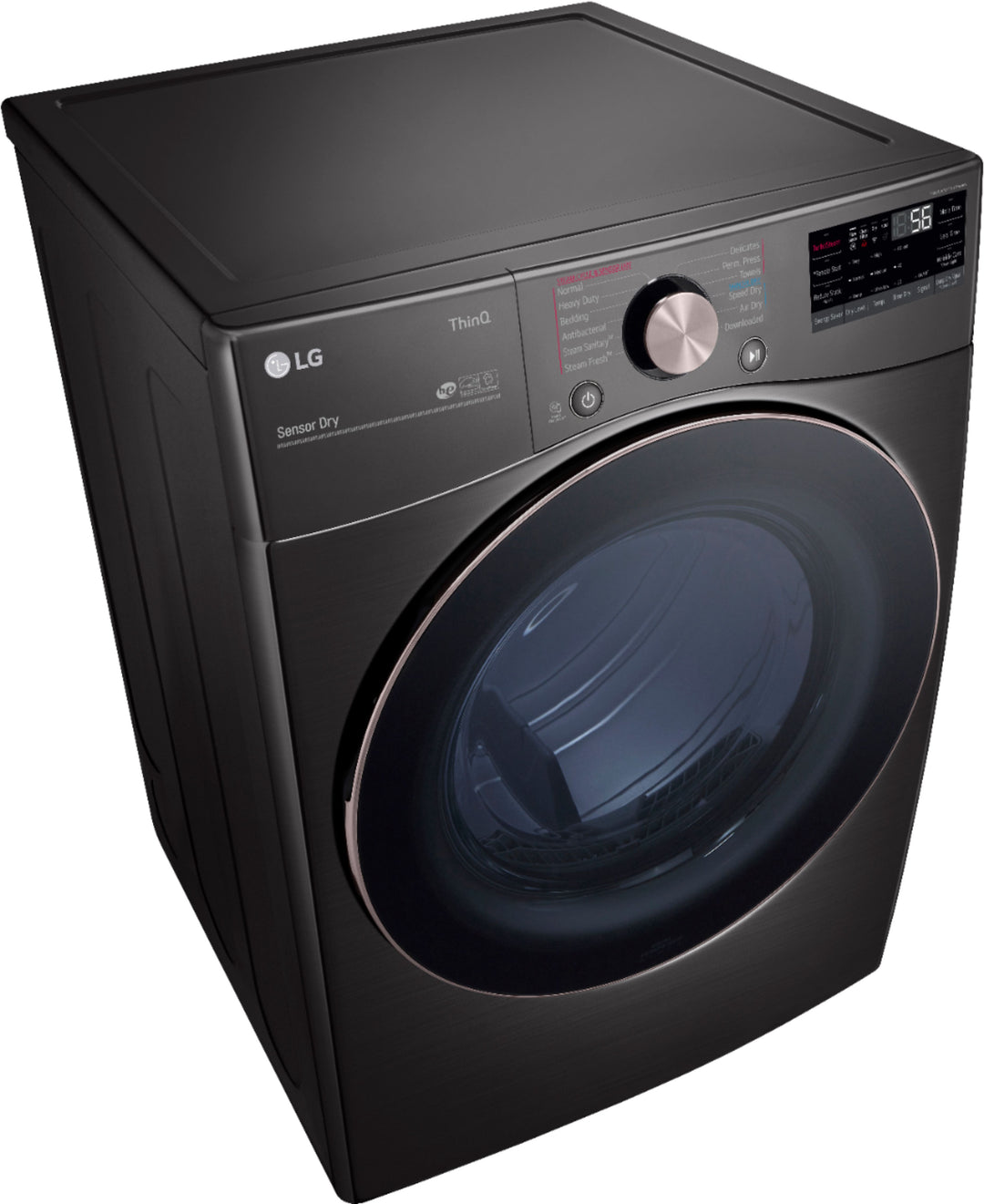 LG - 7.4 Cu. Ft. Stackable Smart Electric Dryer with Steam and Built-In Intelligence - Black steel_7
