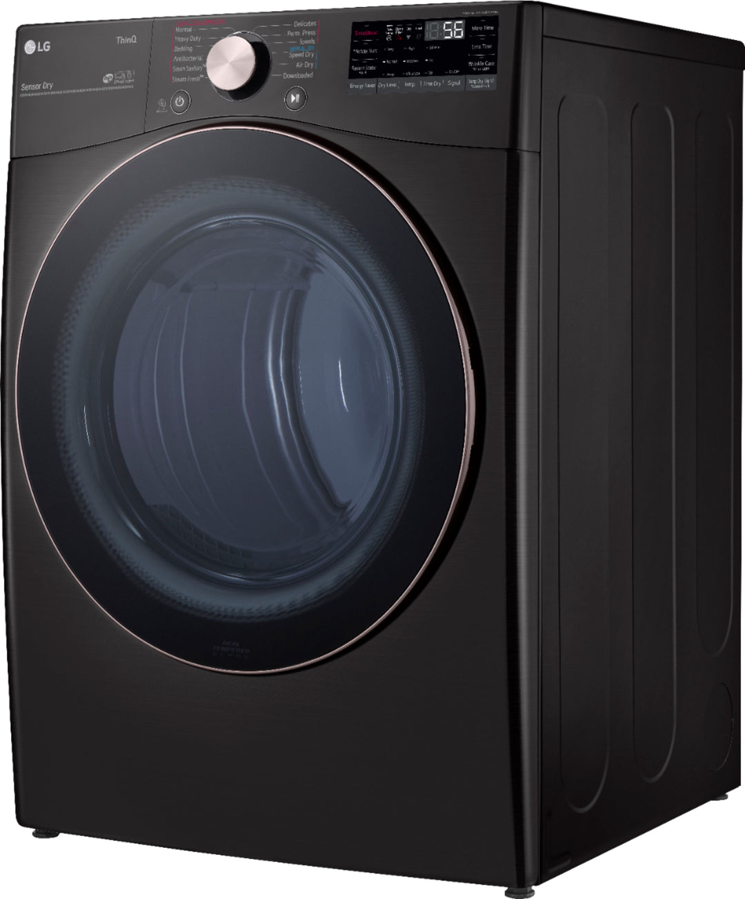 LG - 7.4 Cu. Ft. Stackable Smart Electric Dryer with Steam and Built-In Intelligence - Black steel_8