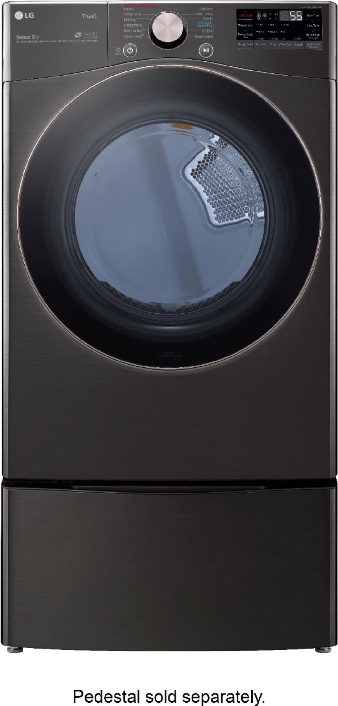 LG - 7.4 Cu. Ft. Stackable Smart Electric Dryer with Steam and Built-In Intelligence - Black steel_5