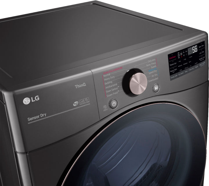 LG - 7.4 Cu. Ft. Stackable Smart Electric Dryer with Steam and Built-In Intelligence - Black steel_9